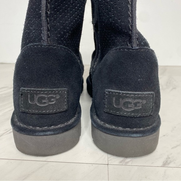 UGG Classic Unlined Perforated Black Mini Boot 9 - Picture 4 of 16